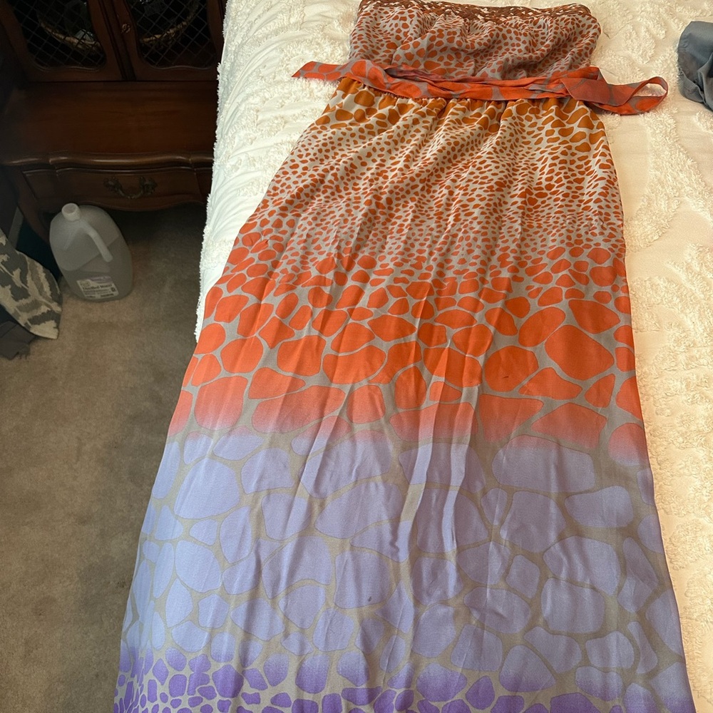 Charlie Jade Strapless Orange and Purple Dress